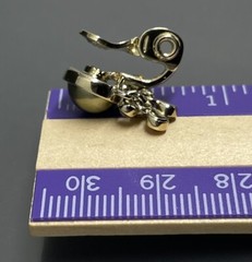 Monet Women’s Clip On Earrings Gold Tone Metal Faux Pearl Rhinestone 0.6”