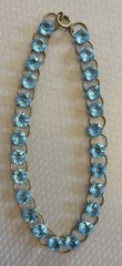 Art Deco Vintage Aqua Blue Lucite Choker Brass Prong Set Anna Wintour Collet 16″