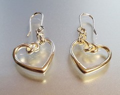 VTG 925 Heart Knot Earrings 1.5in Drop Sterling Silver 2g Lightweight Openwork