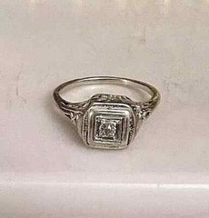 Art Deco Style 1.85Ct Lab Created Diamond Engagement 14K White Gold Finish Ring