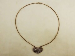 28″ Vintage Gold Tone Pearl Heart Pendant Necklace, Fashion Jewelry JWL-720