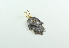 Natural RoseCut Diamond 925 Sterling Silver With Gold Plated Pendant Jewelry