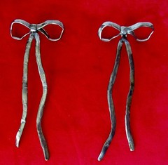 Pair of 4-Inch Unique Runway Gunmetal Earrings from France