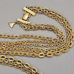 Vintage Liz Claiborne Necklace Three Layered Chain Gold Tone 33″