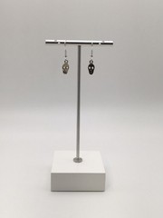 Silver Tone Costume Dainty Skull Hook Dangle Earrings #24