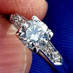 Original EARTH MINED DIAMOND Deco Engagement Ring Vintage PLATINUM Solitaire S 5