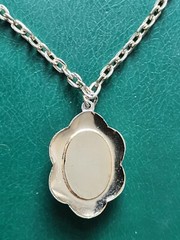 Vintage Jewelry, Cream Stone Pendant with Chain, Antique Jewelry, Made in USSR