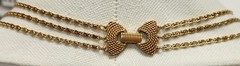 Vintage Goldette NY Purple Intaglio Bezel Set Crystal Gold Tone 3 Tier Necklace