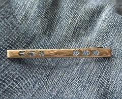 Antique 10k Gold Top Bar Brooch Engraved Flower Design Edwardian Era FJ247