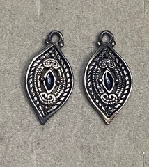 Vintage Silver and Black Earrings Bracelet Charms Antiqued Filigree Estate Find