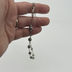 Vintage Sterling Silver Bar& Ball Bead Necklace 16”Long 925
