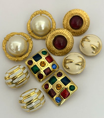 Vintage Jewelry Lot Gold Tone Clip On Earrings