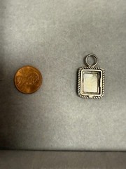 Vintage 925 Sterling Silver Square Shape Collectible Pendant Charm w/ Rope Edge