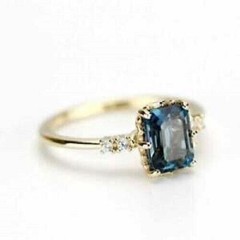Natural Sapphire 3.60Ct Art Deco Antique Vintage Wedding Ring 14K Yellow Gold FN
