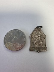 Vintage St Christopher Be My Guide Catholic Medal Bronze Tone Religious Charm