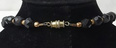 Share Vintage Black Bead with Gold Tones Nuggets Chocker Necklace 16 in