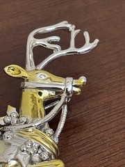 Danecraft vintage silver gold two tone large reindeer animal figural pin brooch