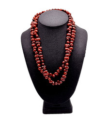Artisan Hand Strung Red Seed Nut Bead Single Strand Infinity No Clasp Necklace