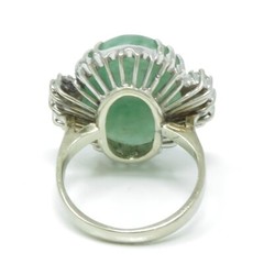 NYJEWEL Italy 18k White Gold Jade & Diamond Ring