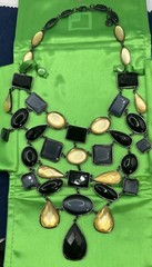 Vintage Liz Claiborne Necklace. Black, Gray And Gold Facet. Statement JCPENNY
