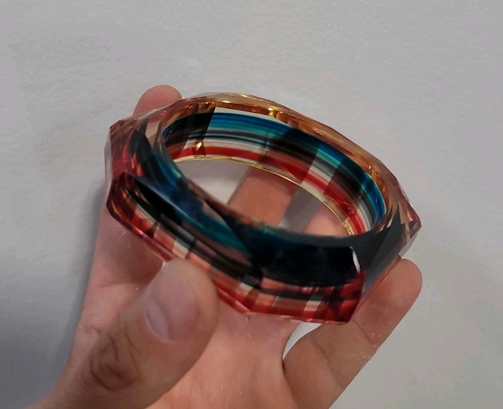 Vintage Bangle Bracelet Rainbow Punk Resin New Wave Jewelry