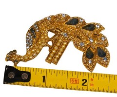 Vintage Style Elegant Rhinestone & Faux Pearl Peacock Bird Brooch Goldtone