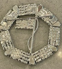Vtg Dominique Red White (Clear) Blue Rhinestone Patriotic USA Flag Large Brooch