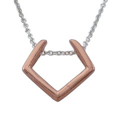 Vintage Sterling Silver 925 Rose Gold Geometric Pendant Necklace Size 16″-18″