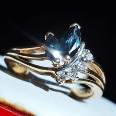 14k yellow gold size 4 ring 0.42ct natural, treated sapphire diamond 2.50g N363K