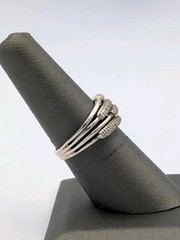 PGDA Vintage Sterling Silver Diamond Quadruple Split Band Cocktail 925 Ring Sz 7