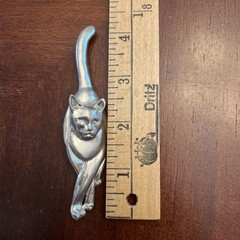 Signed Maurice Milleur Cat Brooch Slide Pendant Pewter