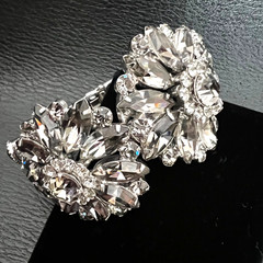 Vintage La Roco Art Deco Clear Crystal Rhinestone Bracelet Earrings Bracelet Set