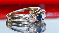 14k y/gold ring 0.80c treated multi gemstone mother’s sz 8.5 heart 4.30g N3009