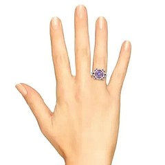 2.4Ct Art Deco Style Lab Created Diamond Amethyst Wedding Ring 14K White Gold FN