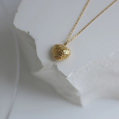 Gold Plated Vintage White Enamel 3D Heart Alloy Pendant Collarbone Necklace