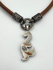 BICO Stone Choker Blue Brown Leather 39cm Engraved Used