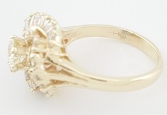 Antique Old European Cut Diamond Ballerina Ring 1.74 ct 14K Gold