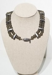 Vintage Marina & Susana Sent Murano Glass Smoky Gray Beaded Double Row Necklace