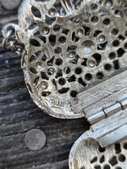 Vintage Arthur Pepper Purse Necklace Pendant Silver Tone Filigree Mini
