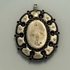 Vintage Bell Trading Post Nickel Silver Cuff & Pendant Set Faux Turquoise