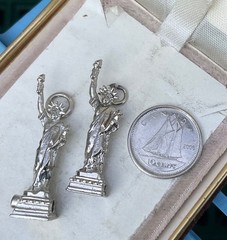 Vintage STANHOPE LENS Statue Liberty NY STERLING CHARMS Wells USA Views Legible