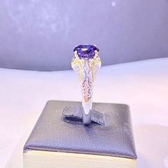 Vintage Sterling Silver Gold Plated Vanna K White & Blue CZ Ring Size 10
