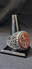 Sassanian Intaglio Carnelian Ring – Silver Plated Vintage stone Ring Size 8.5 US