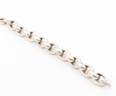 925 Sterling Silver Vintage Bracelet Chunky Interlocking Circles Link BT12203