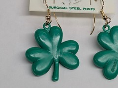 Vintage Russ Green Clover Earrings Saint Patrick’s Day Earrings Unused