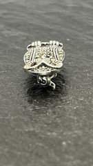 Vintage 925 Sterling Silver Garnet and Marcasite Owl Pin/Brooch