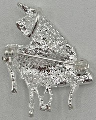 Silver Tone Rhinestone Detail Piano Pin Brooch Fashion Jewlery SKU PB89