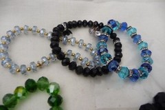 FACETED GLASS CRYSTAL BEADS MIX LOT 11 DIFFERENT STRETCH/WRAP BRACELETS #1831A