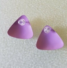 Vintage Pastel Enamel Lavender Yellow Mint Green Triangular Pierced Earrings
