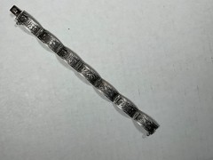Vintage Chinese Export .900 Silver 7 Panel Bracelet Phoenix Archaistic Design